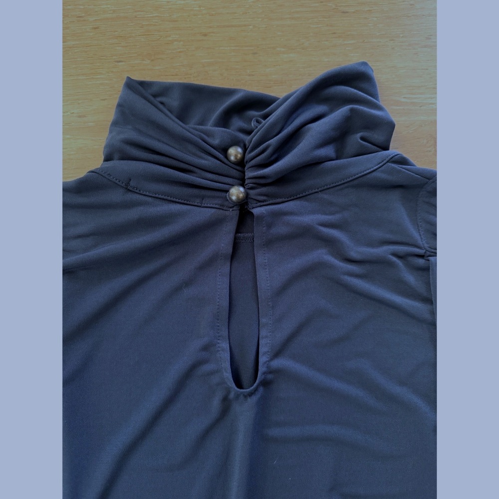 Dark Navy Blue high cowl Neck Dolman Sleeve Keyhole Back Tunic Top Women's 3XL - Picture 6 of 12